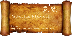 Petkovics Nikolett névjegykártya